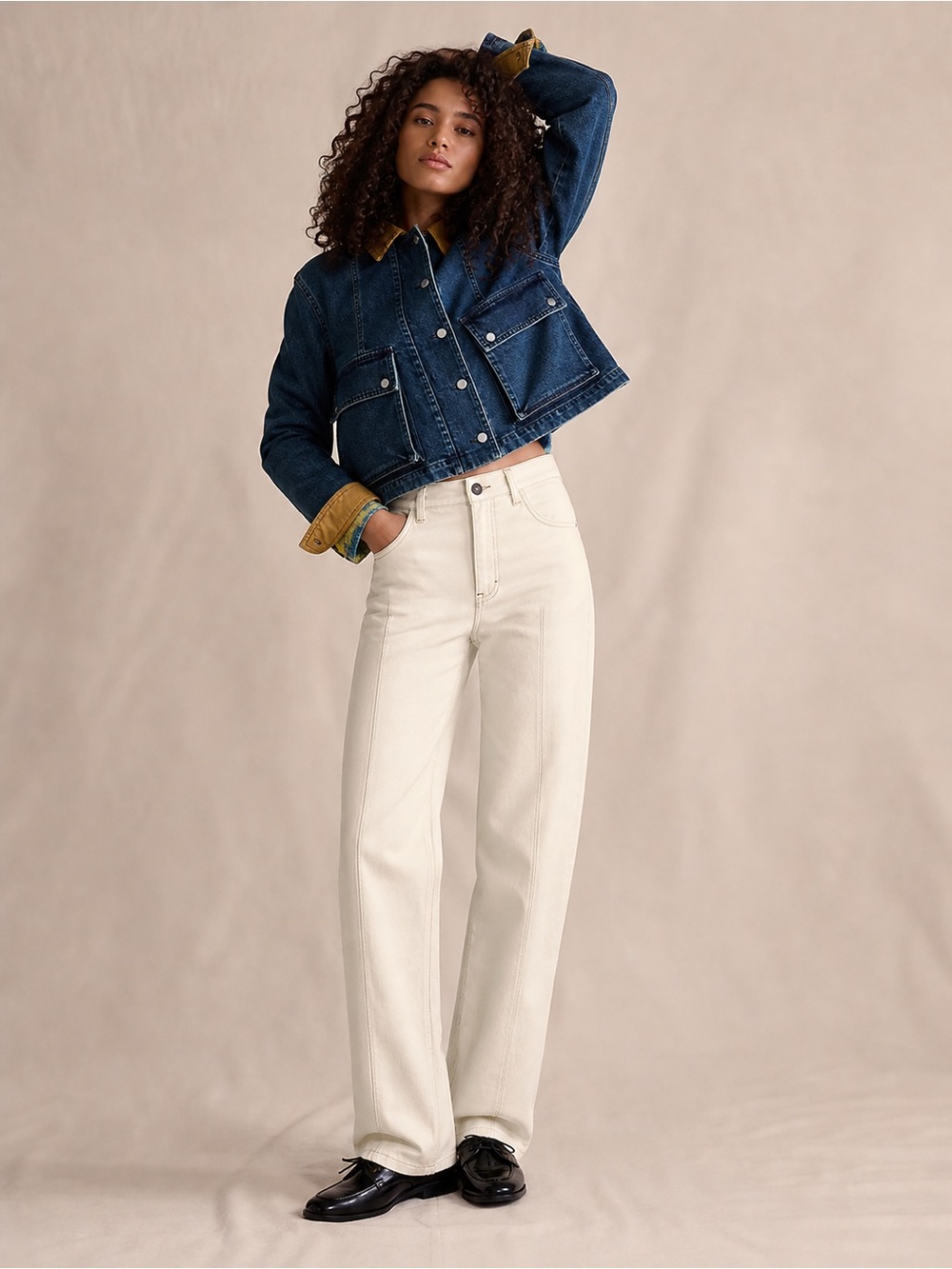 NWT! Banana Republic Ecru Ultra High Rise Straight Leg Pintuck Jean - 32🩷